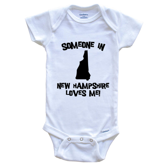 Someone In New Hampshire Loves Me State Silhouette Cute Baby Onesie - One Piece Baby Bodysuit