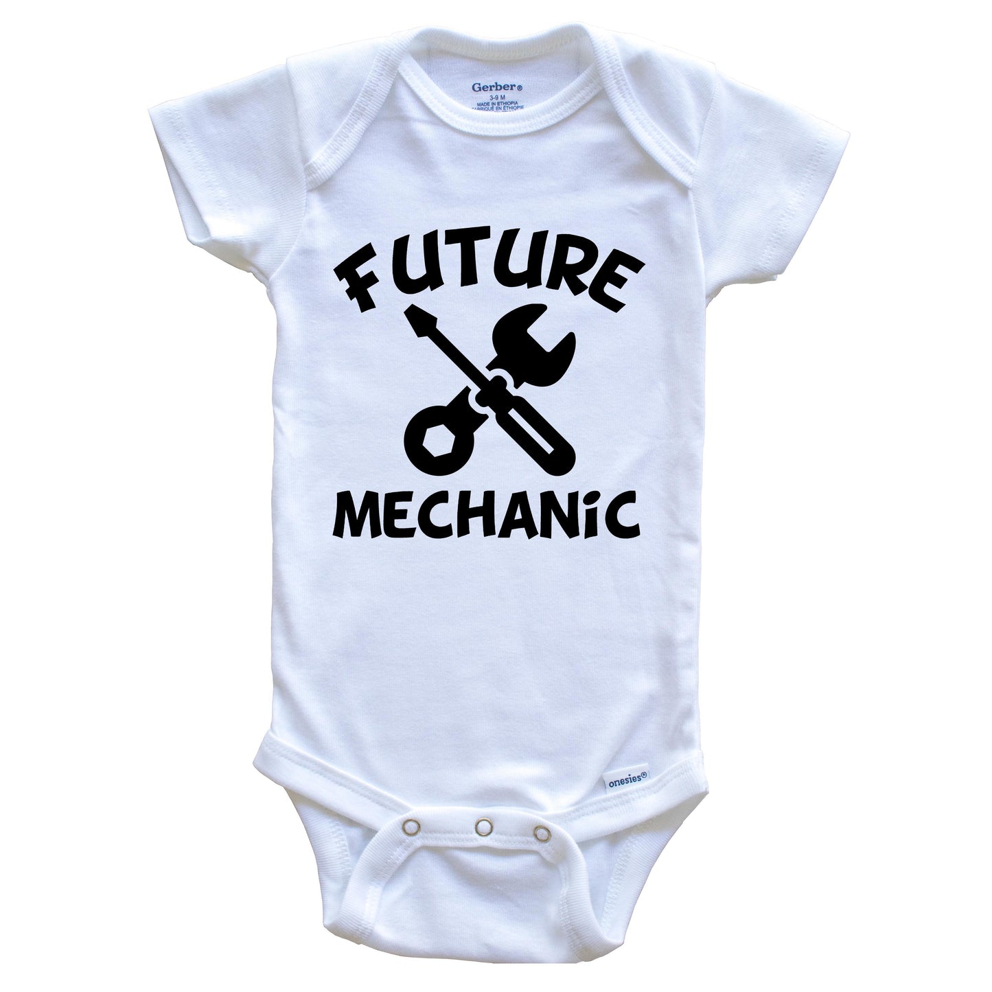 Future Mechanic Cute Wrench Screwdriver Baby Onesie - One Piece Baby Bodysuit