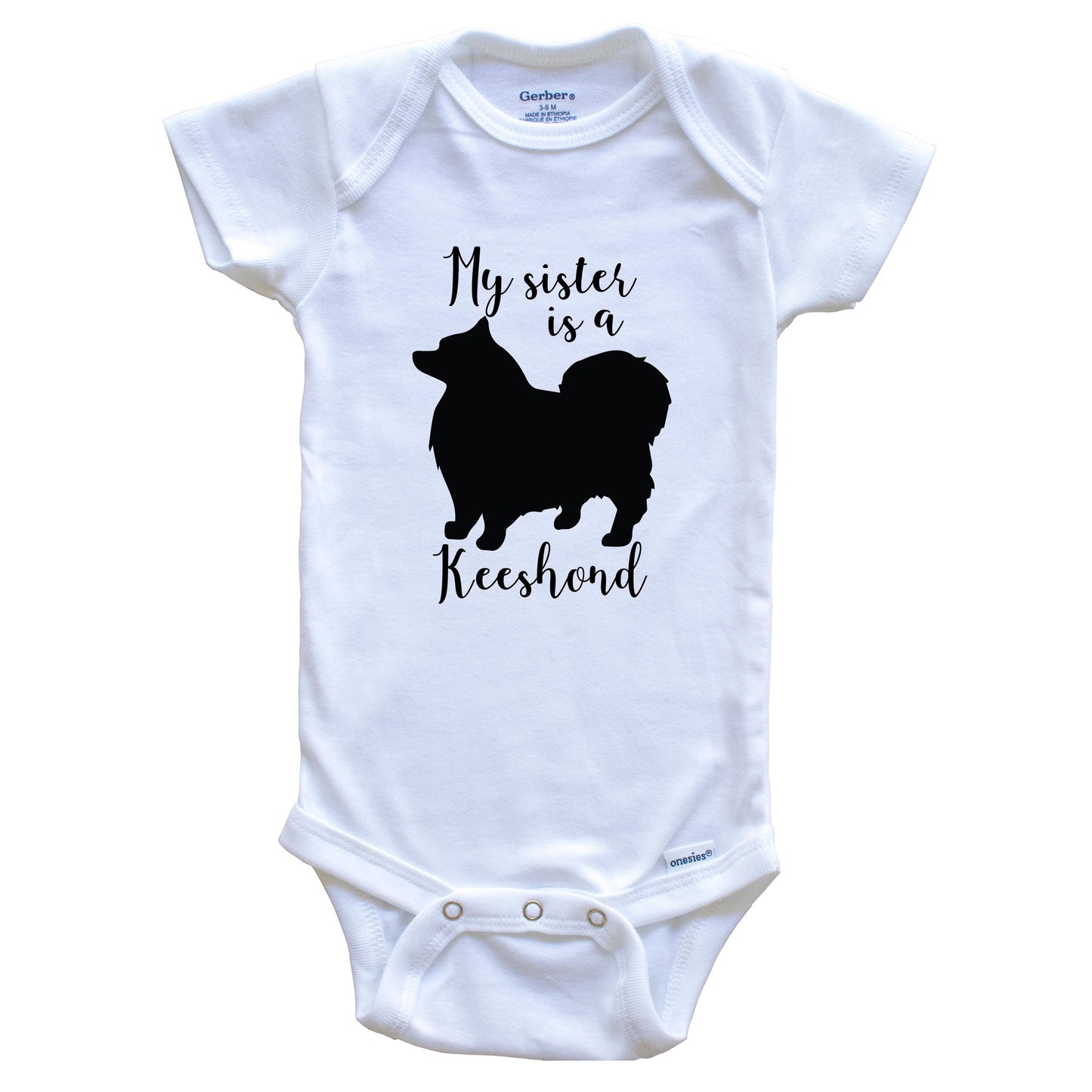 My Sister Is A Keeshond Cute Dog Baby Onesie - Keeshond One Piece Baby Bodysuit