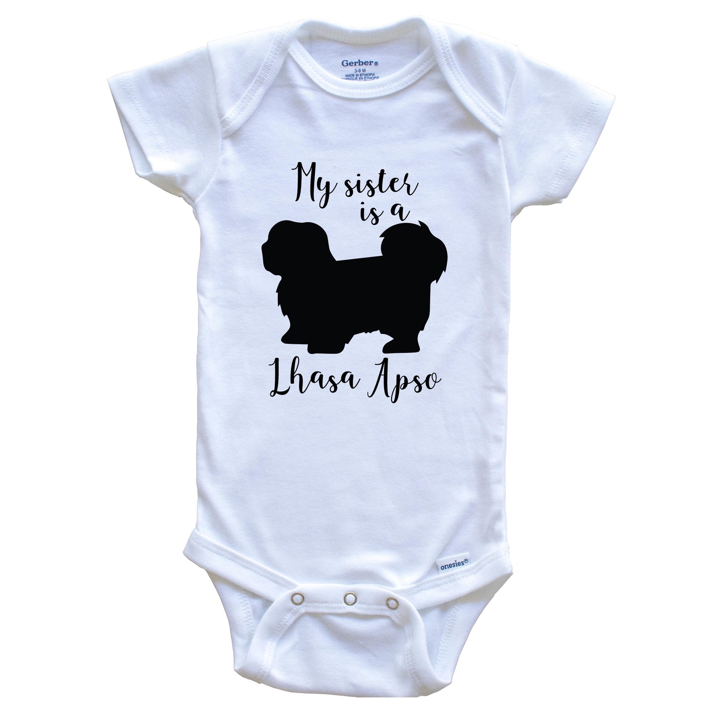 My Sister Is A Lhasa Apso Cute Dog Baby Onesie - Lhasa Apso One Piece Baby Bodysuit