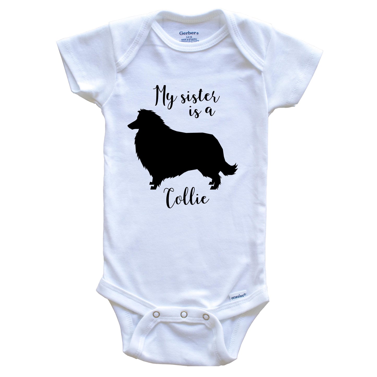 My Sister Is A Collie Cute Dog Baby Onesie - Collie One Piece Baby Bodysuit