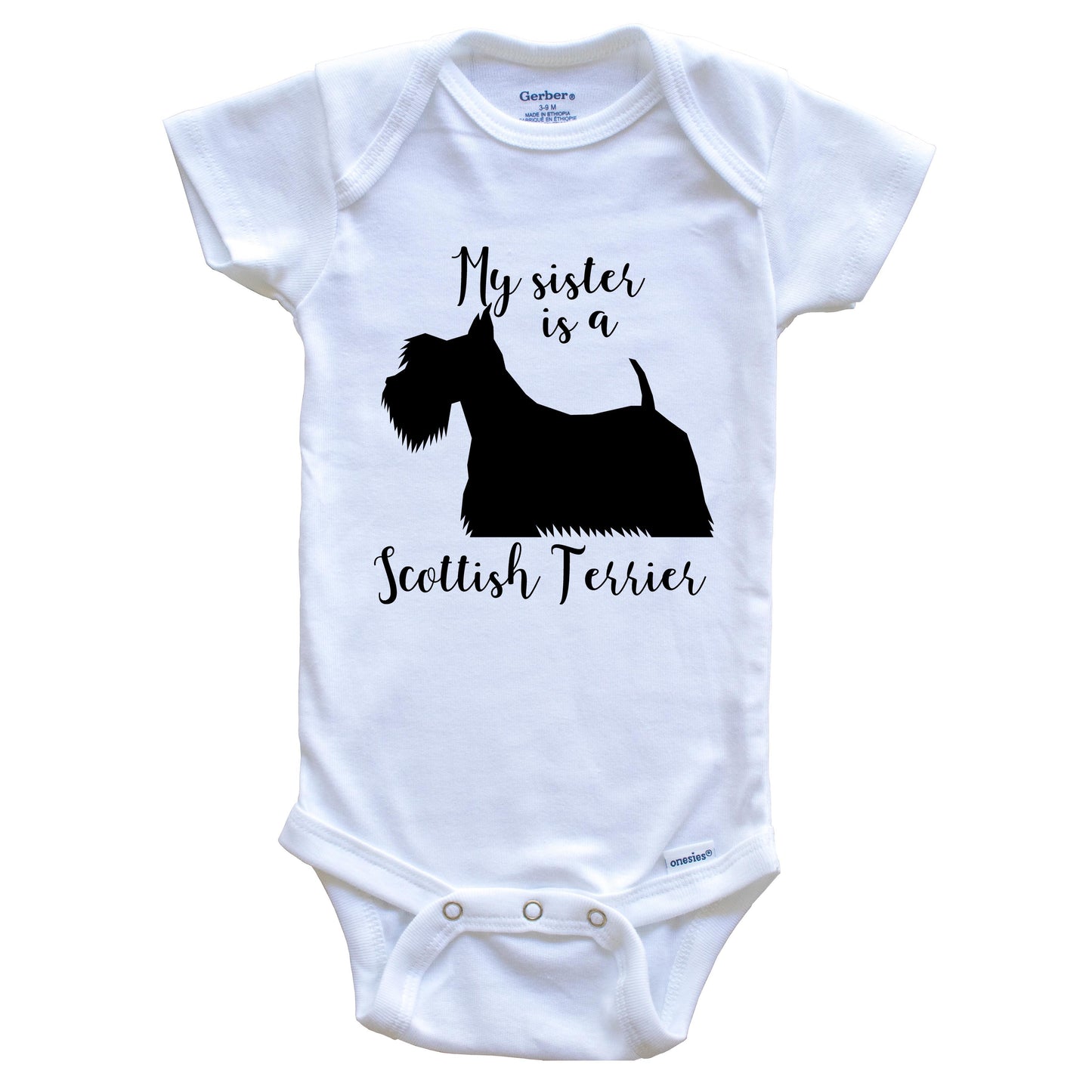 My Sister Is A Scottish Terrier Cute Dog Baby Onesie - Scottie One Piece Baby Bodysuit