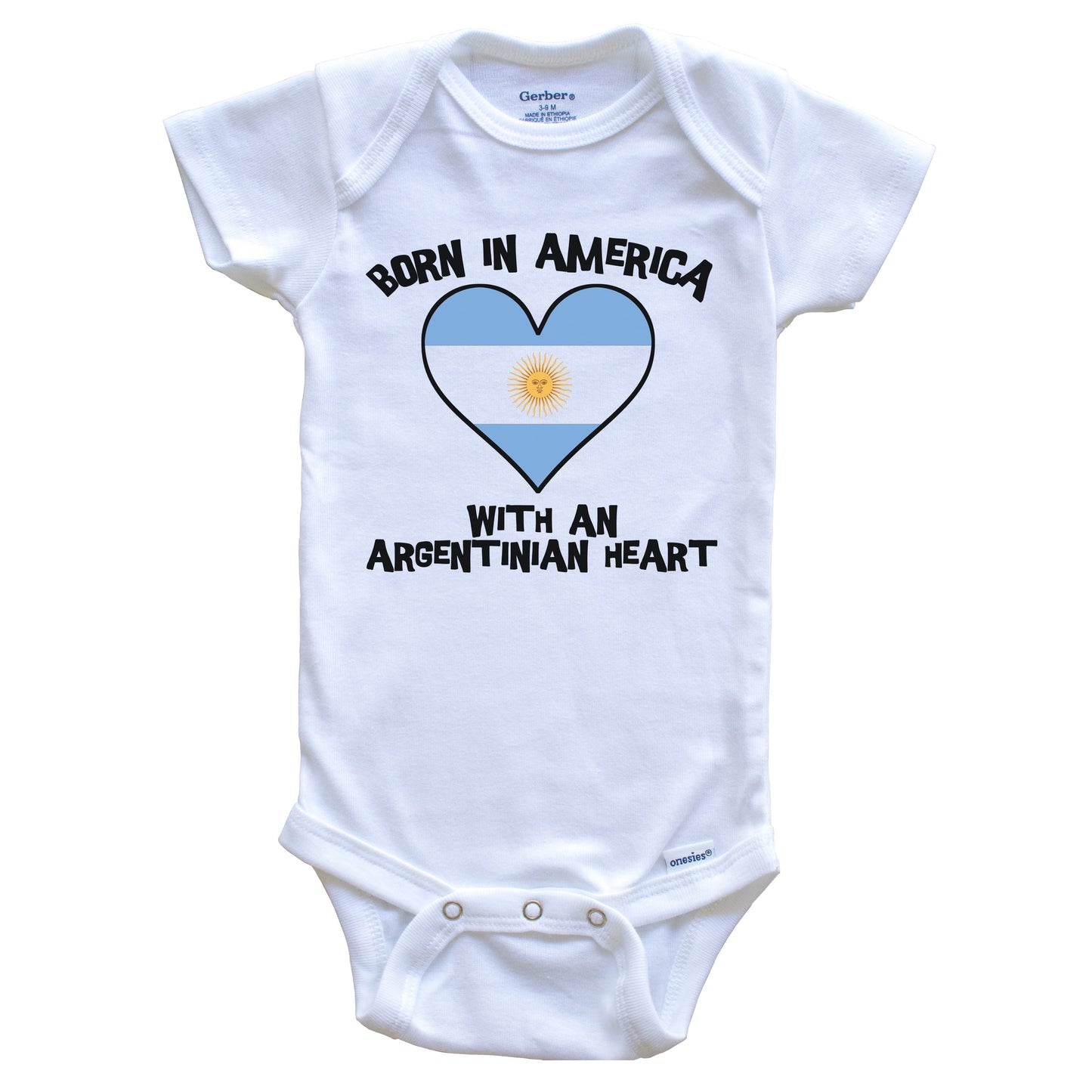 Born In America With An Argentinian Heart Baby Onesie Argentina Flag Baby Bodysuit