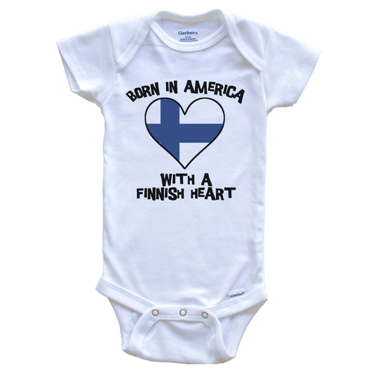 Born In America With A Finnish Heart Baby Onesie Finland Flag Baby Bodysuit