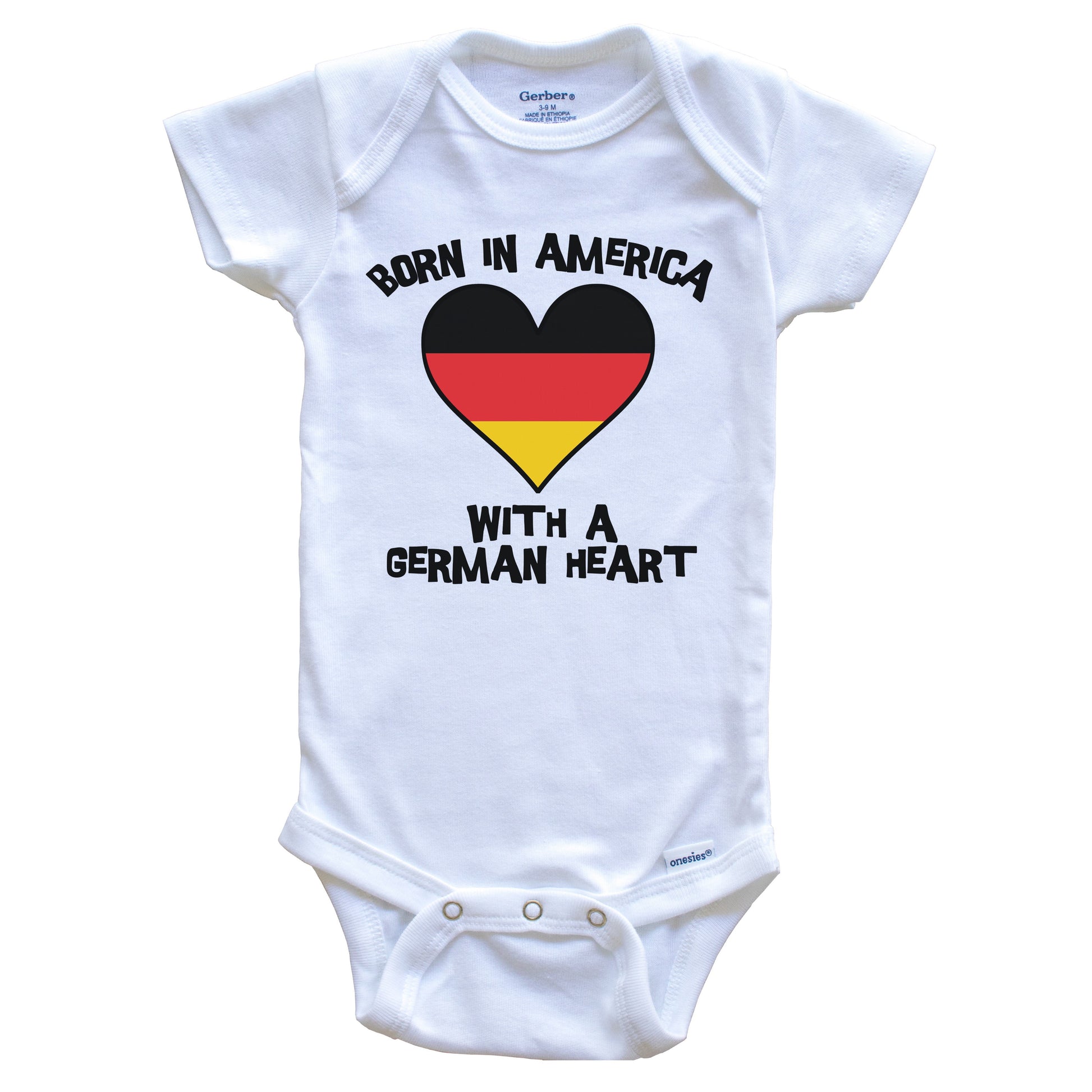 Born In America With A German Heart Baby Onesie Germany Flag Baby Bodysuit