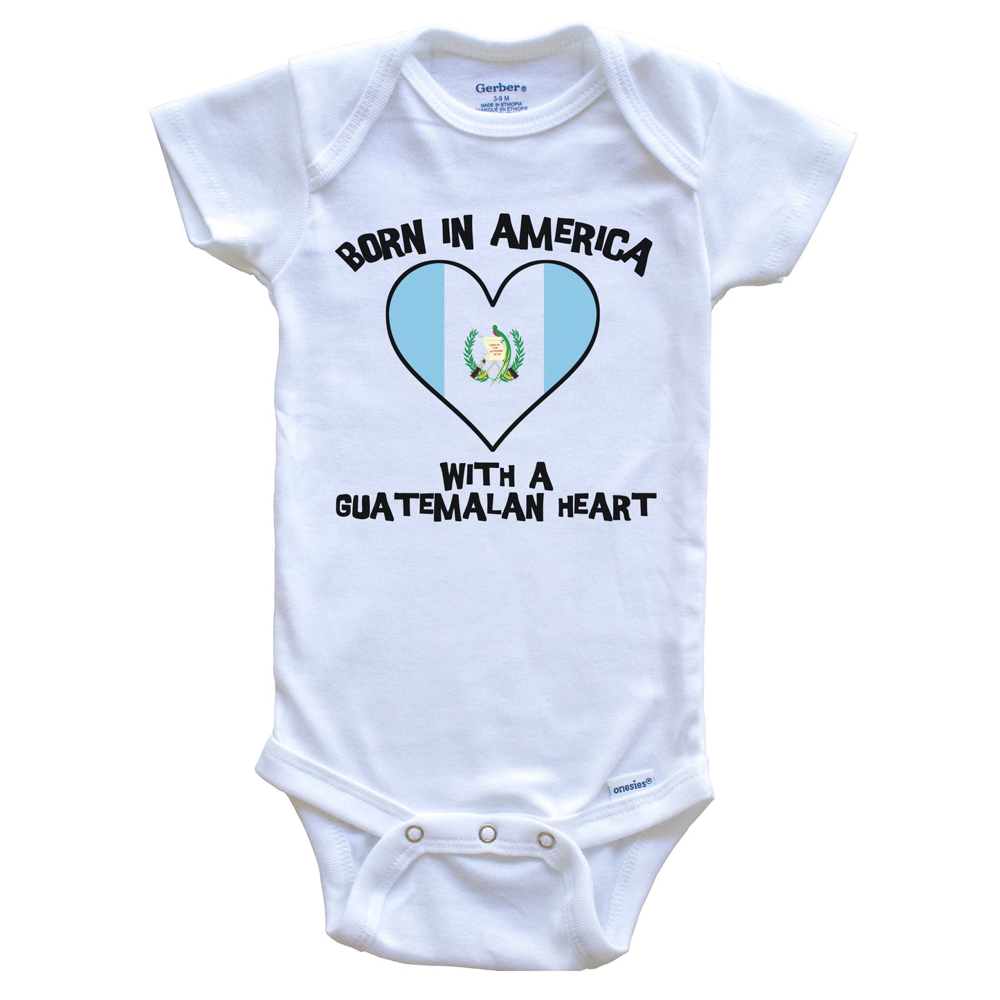 Born In America With A Guatemalan Heart Baby Onesie Guatemala Flag Baby Bodysuit