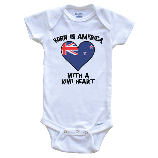 Born In America With A Kiwi Heart Baby Onesie New Zealand Flag Baby Bodysuit