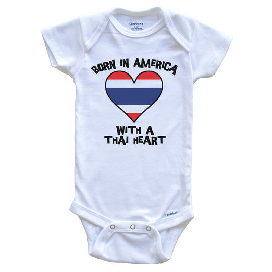 Born In America With A Thai Heart Baby Onesie Thailand Flag Baby Bodysuit