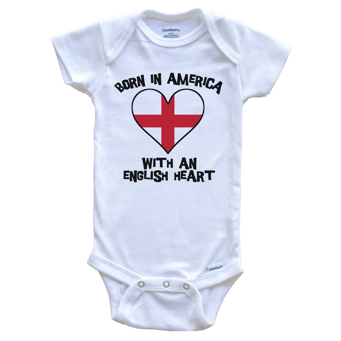 Born In America With An English Heart Baby Onesie England Flag Baby Bodysuit