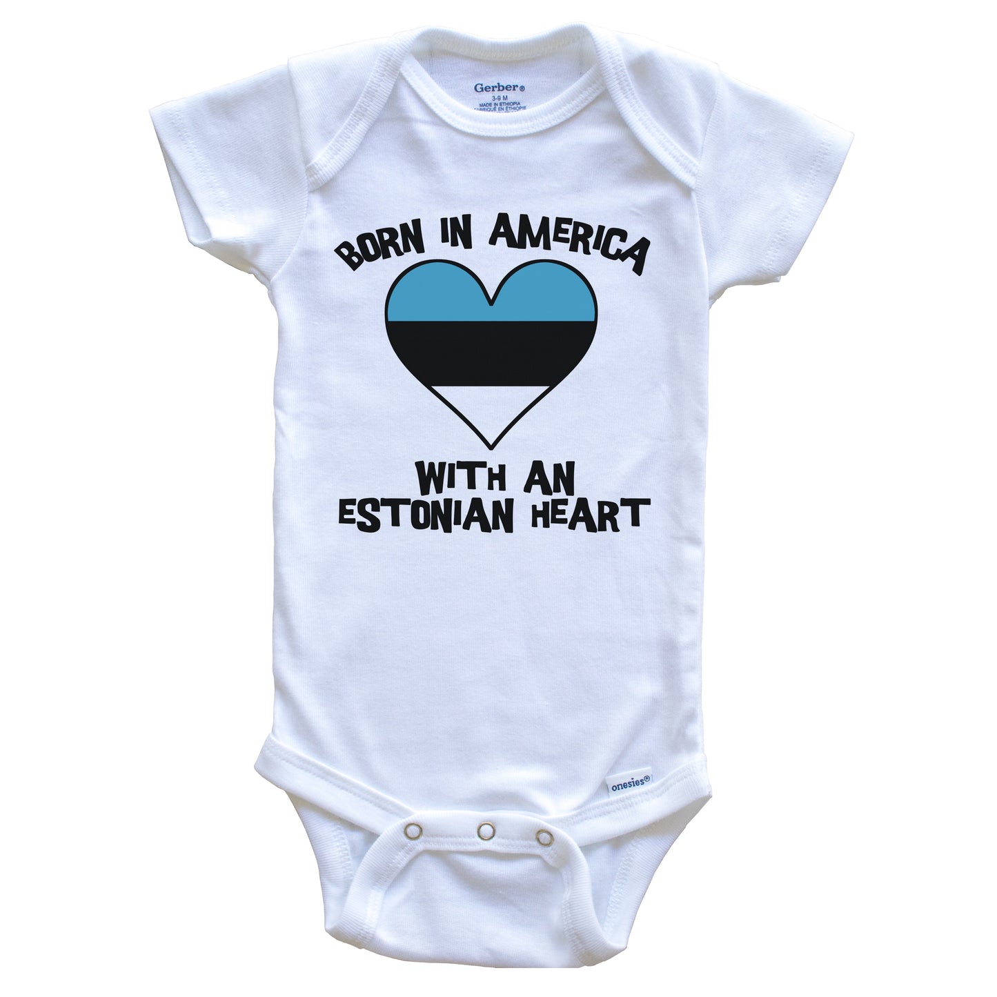 Born In America With An Estonian Heart Baby Onesie Estonia Flag Baby Bodysuit