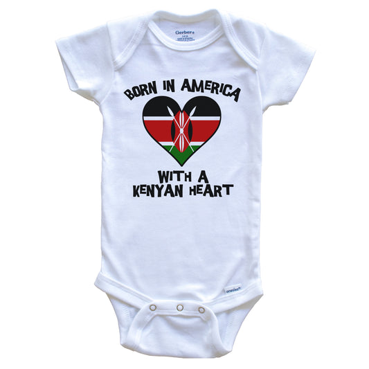 Born In America With A Kenyan Heart Baby Onesie Kenya Flag Baby Bodysuit