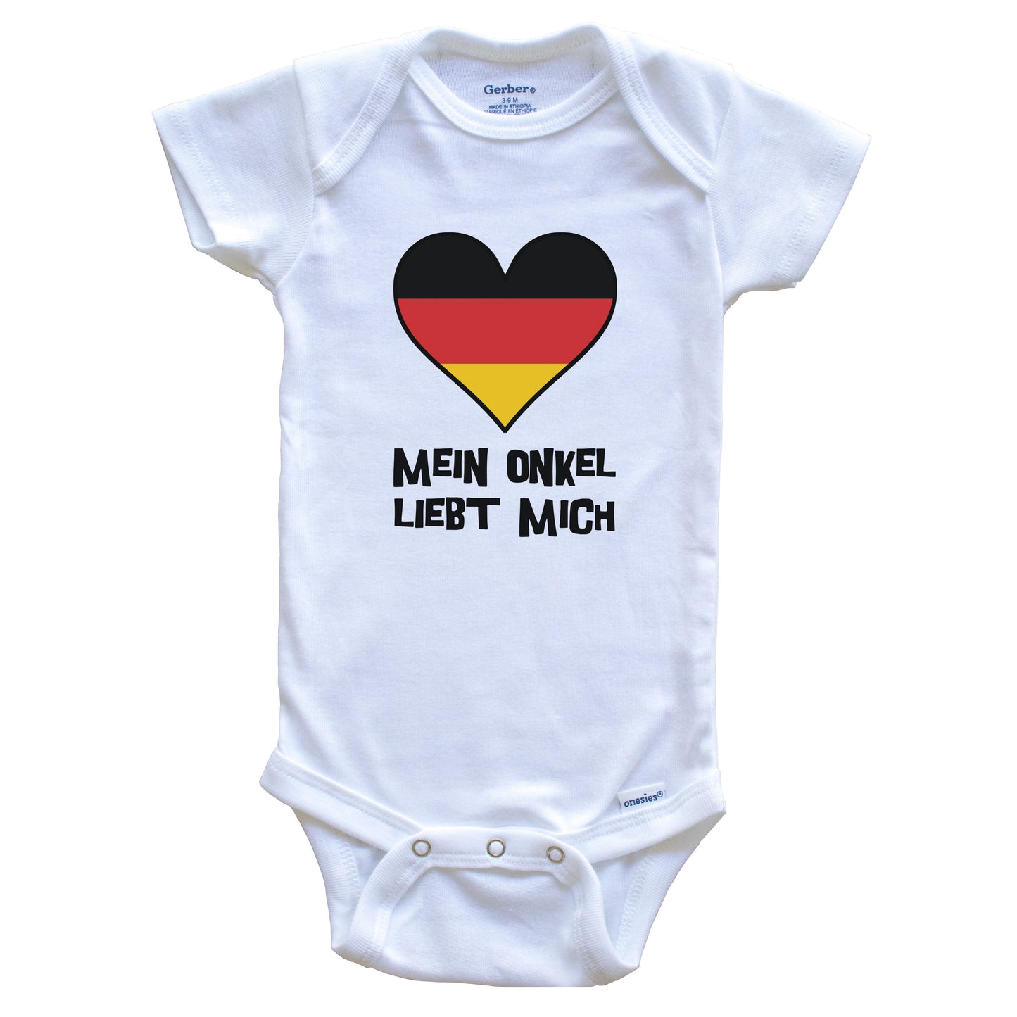 My Uncle Loves Me German Language Germany Flag Heart Baby Onesie - Mein Onkel liebt mich