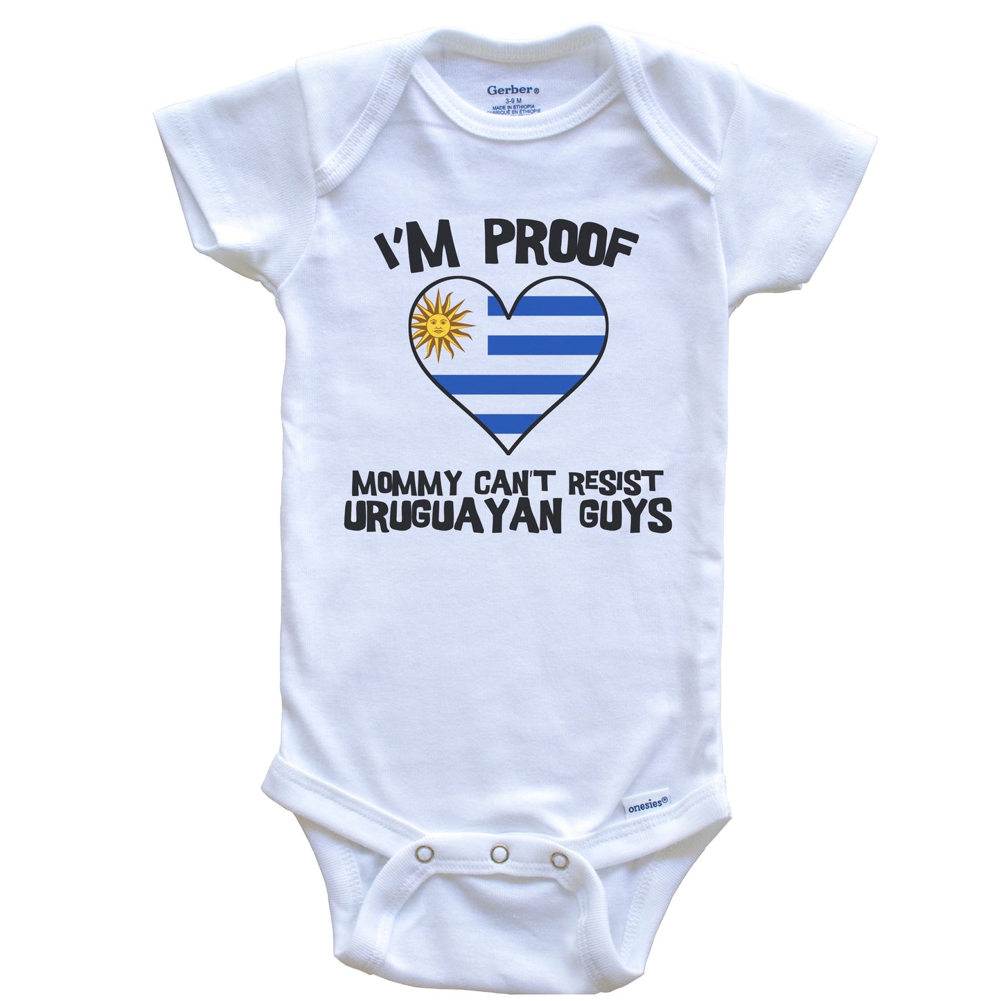I'm Proof Mommy Can't Resist Uruguayan Guys Uruguay Flag Heart Baby Onesie