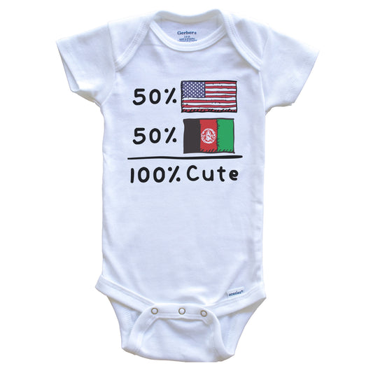 50% American 50% Afghan 100% Cute Afghanistan USA Flags Baby Onesie