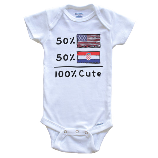 50% American 50% Croatian 100% Cute Croatia USA Flags Baby Onesie