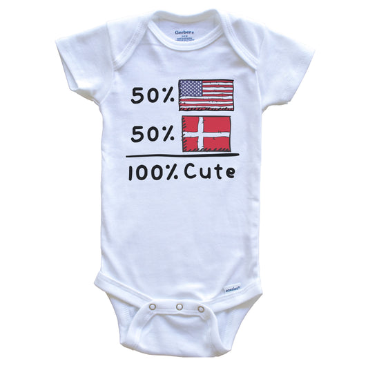 50% American 50% Danish 100% Cute Denmark USA Flags Baby Onesie
