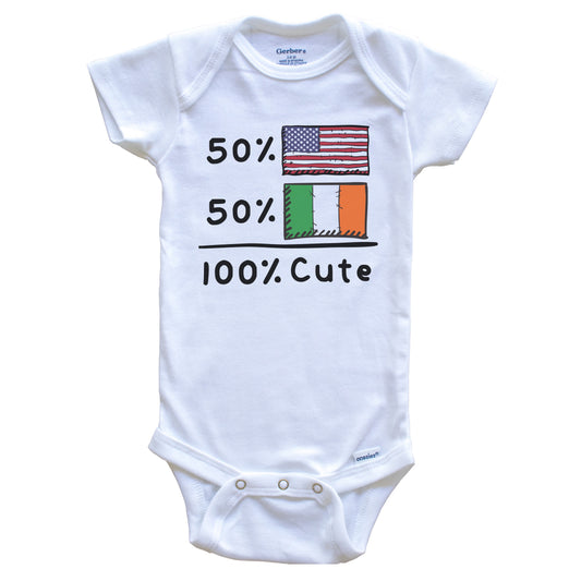 50% American 50% Irish 100% Cute Ireland USA Flags Baby Onesie