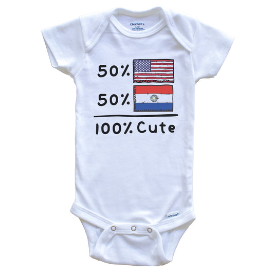 50% American 50% Paraguayan 100% Cute Paraguay USA Flags Baby Onesie