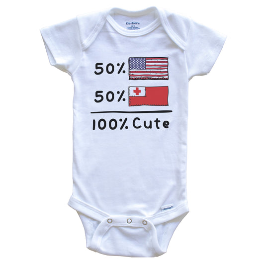 50% American 50% Tongan 100% Cute Tonga USA Flags Baby Onesie