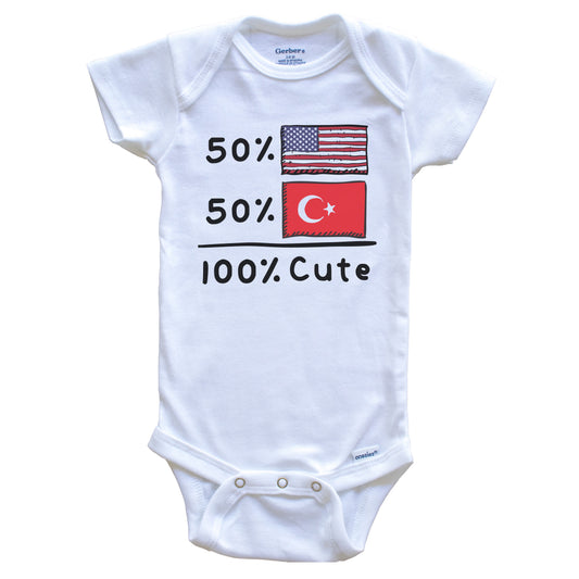 50% American 50% Turkish 100% Cute Turkey USA Flags Baby Onesie