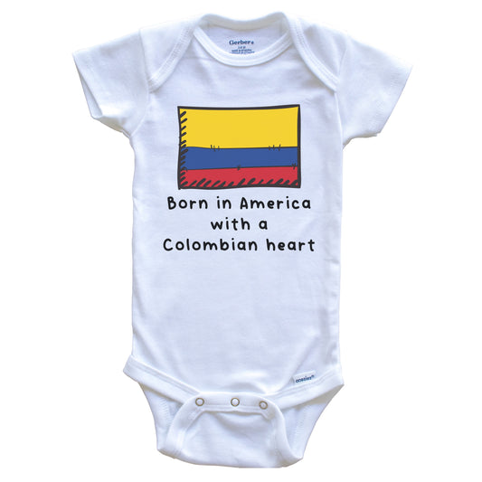 Born In America With A Colombian Heart Cute Colombia Flag Baby Onesie