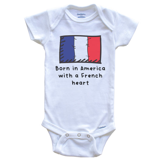 Born In America With A French Heart Cute France Flag Baby Onesie