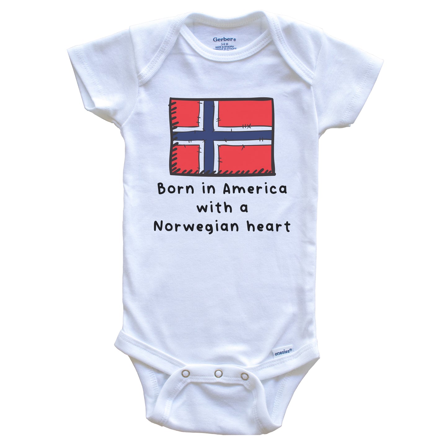 Born In America With A Norwegian Heart Cute Norway Flag Baby Onesie