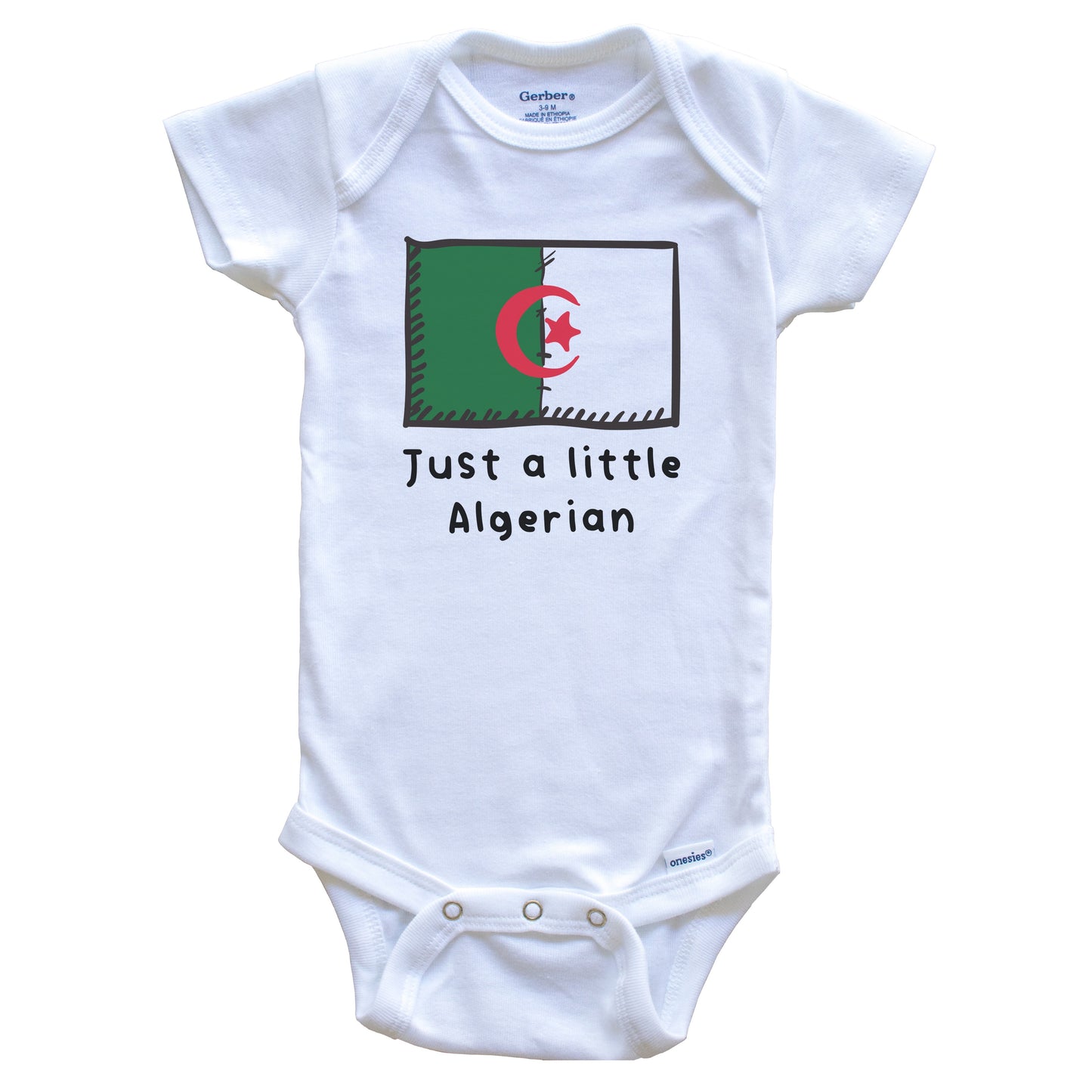 Just A Little Algerian Funny Cute Algeria Flag Baby Onesie
