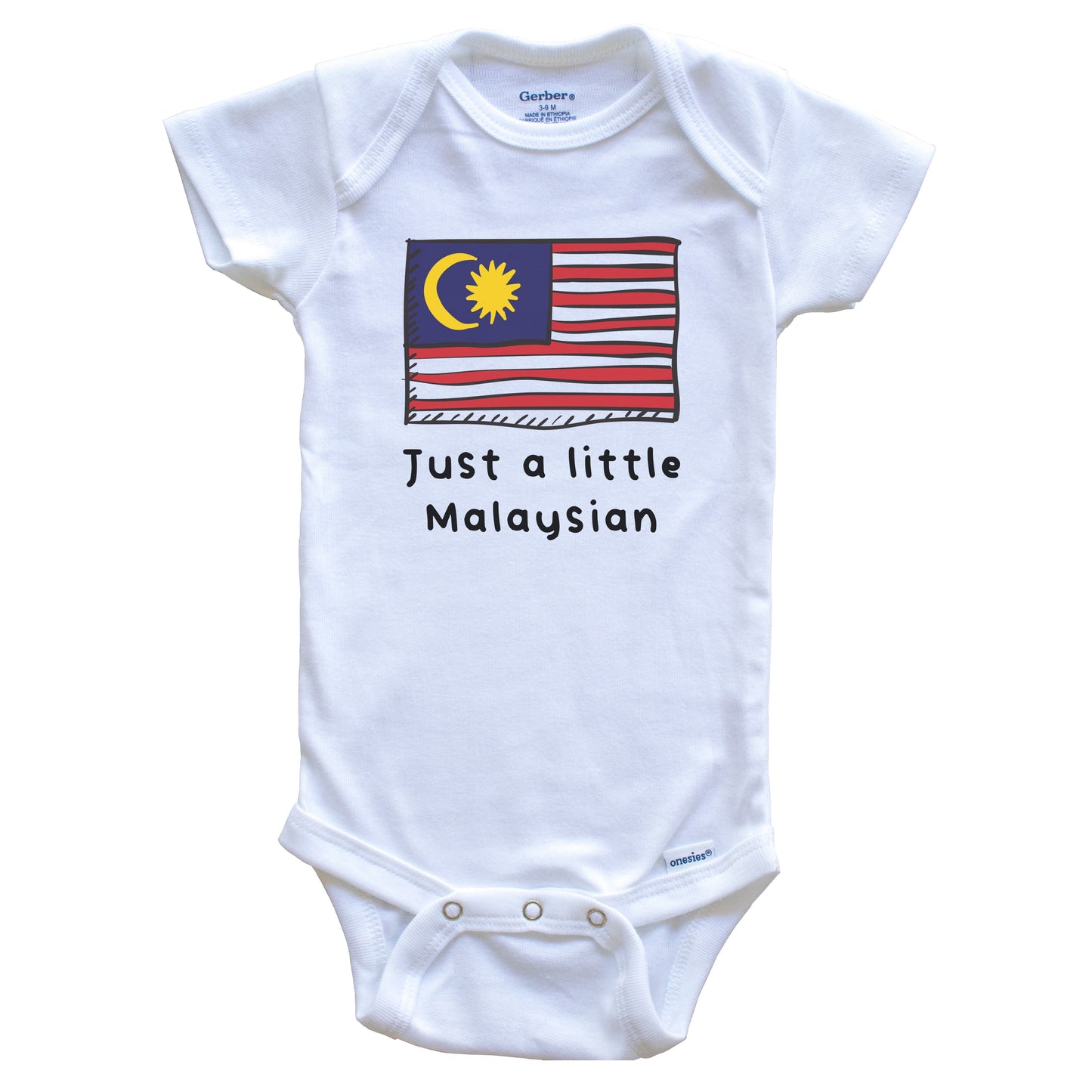 Just A Little Malaysian Funny Cute Malaysia Flag Baby Onesie