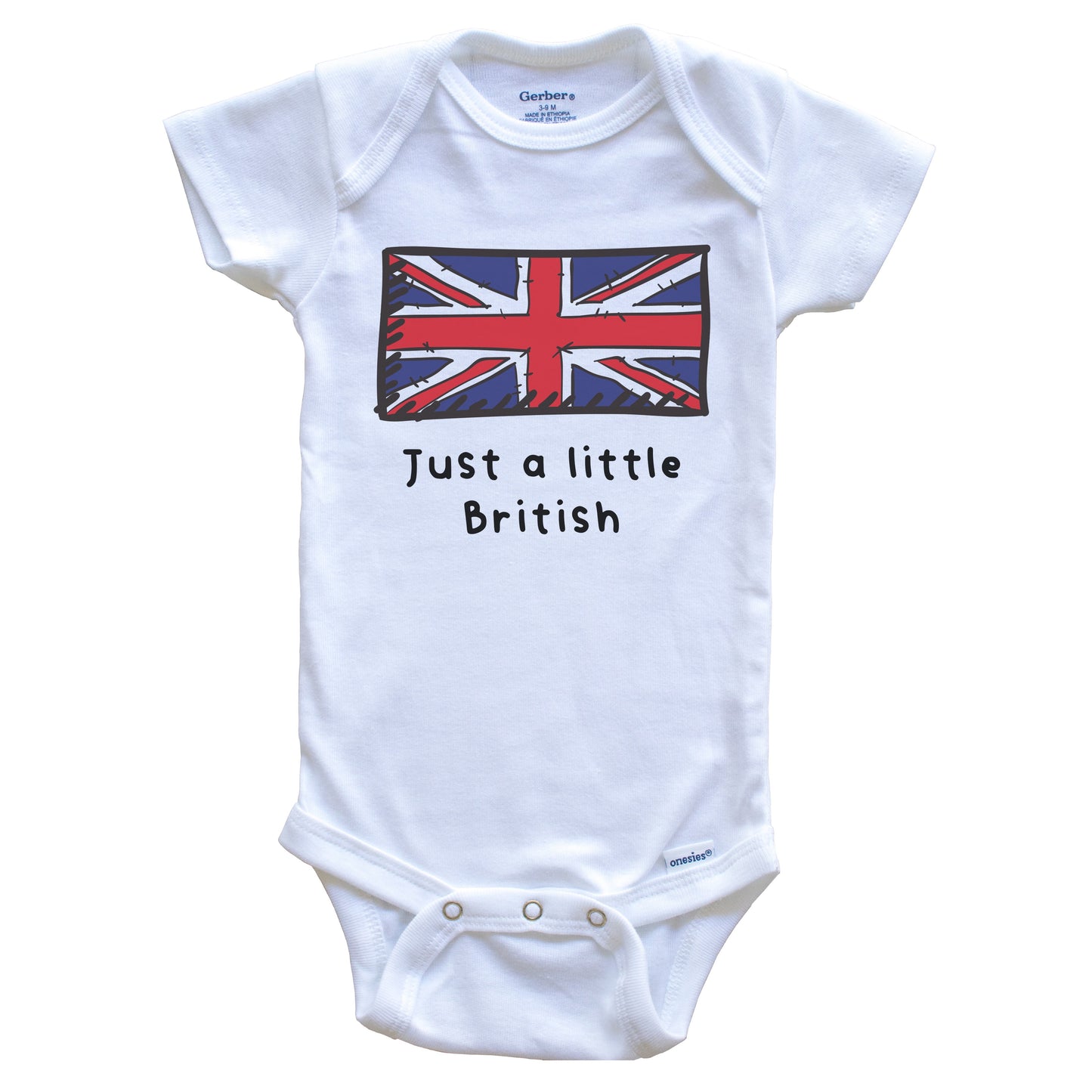 Just A Little British Funny Cute United Kingdom Flag Baby Onesie