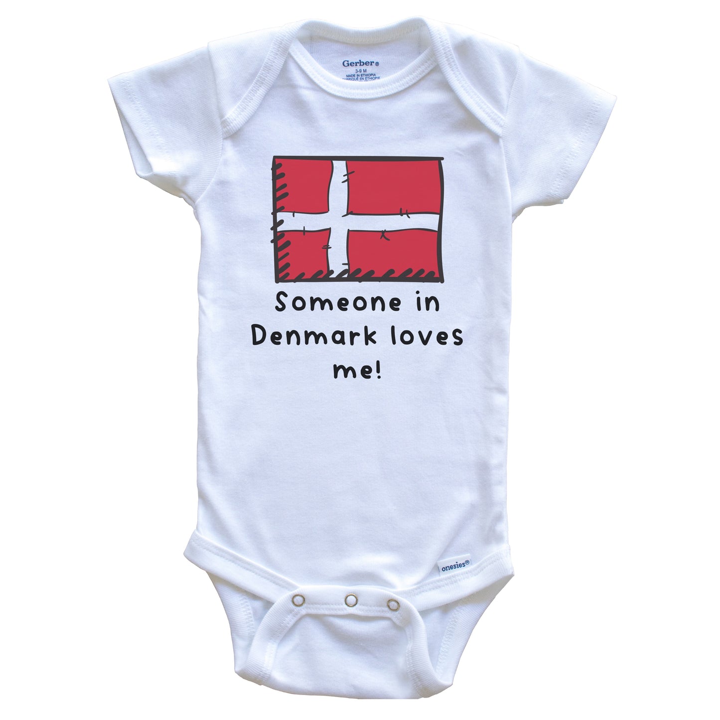 Someone in Denmark Loves Me Danish Flag Baby Onesie
