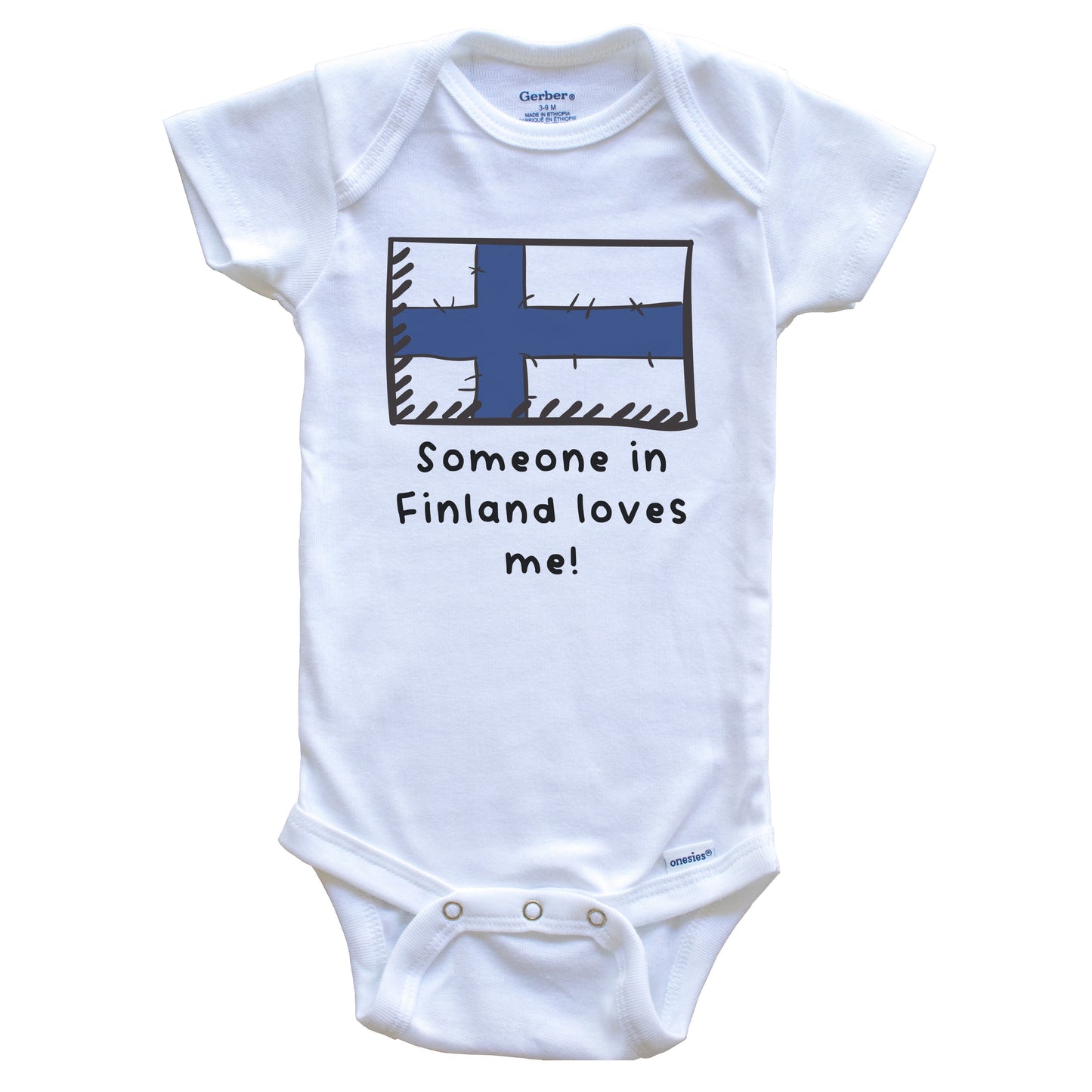 Someone in Finland Loves Me Finnish Flag Baby Onesie