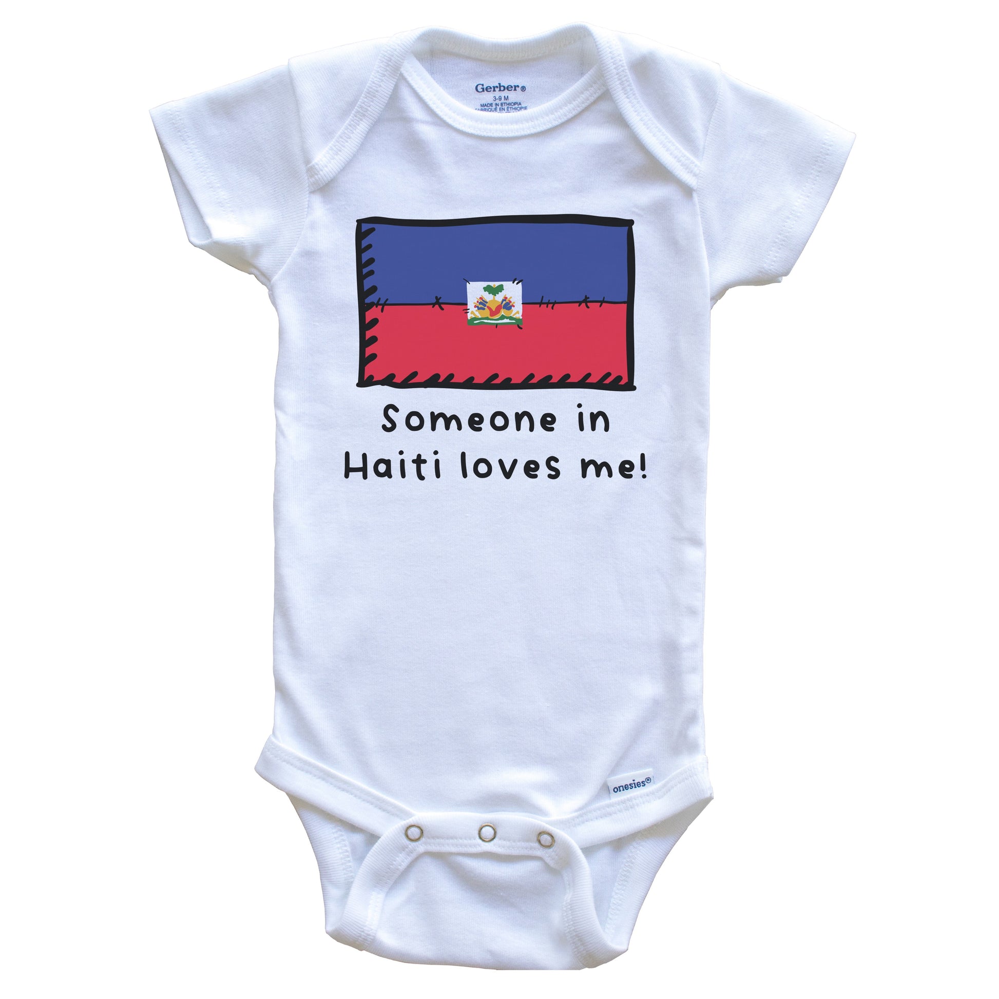 Someone in Haiti Loves Me Haitian Flag Baby Onesie