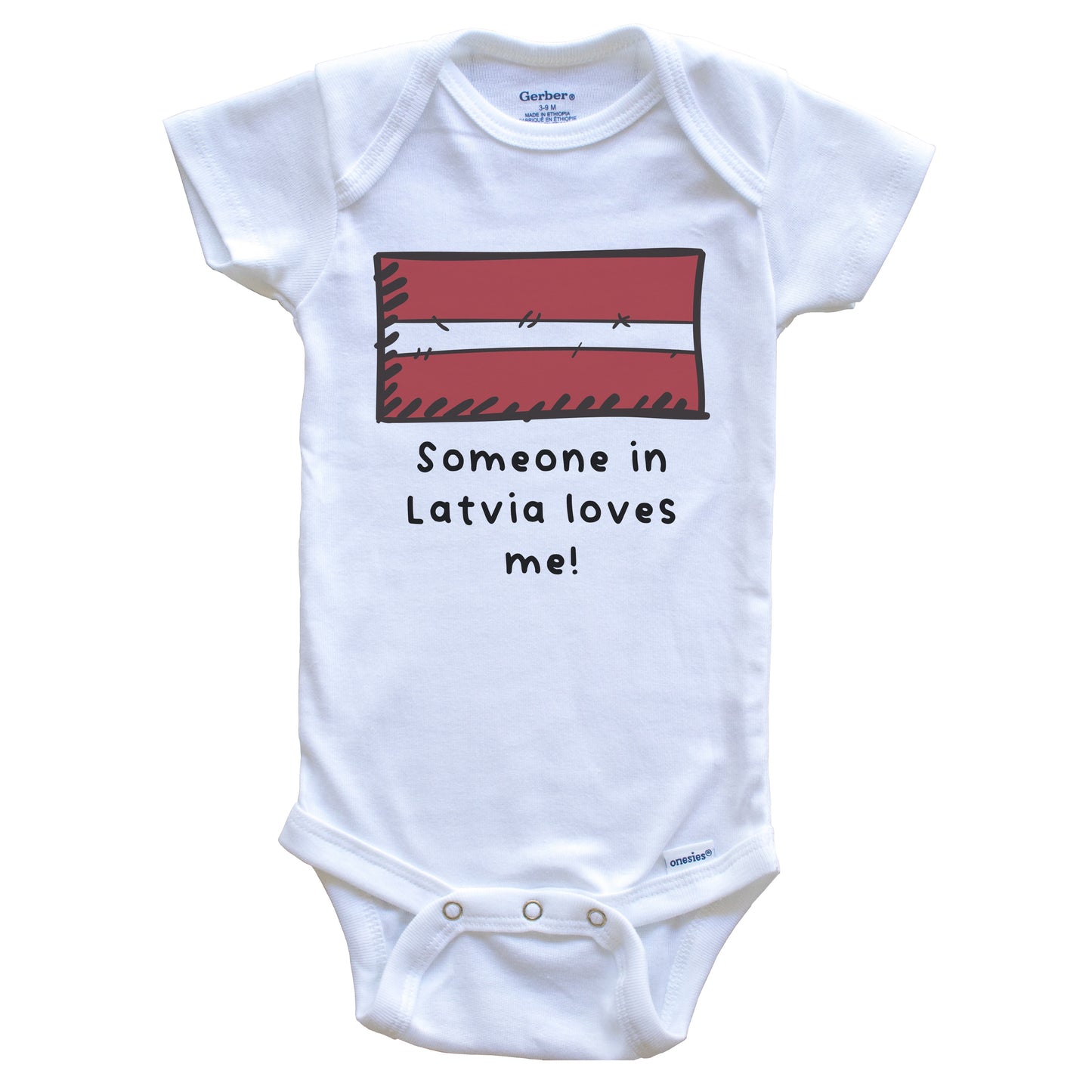Someone in Latvia Loves Me Latvian Flag Baby Onesie