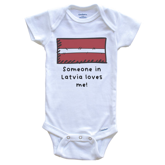 Someone in Latvia Loves Me Latvian Flag Baby Onesie