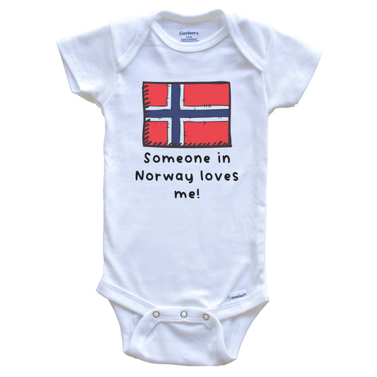 Someone in Norway Loves Me Norwegian Flag Baby Onesie