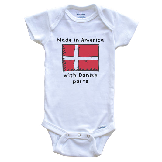 Made In America With Danish Parts Denmark Flag Baby Onesie