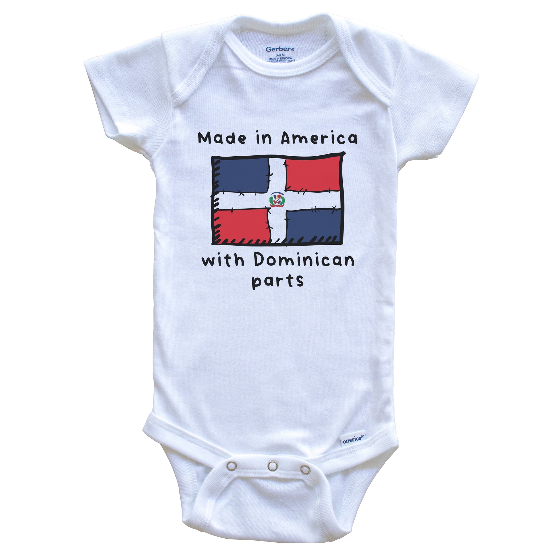 Made In America With Dominican Parts Dominican Republic Flag Baby Onesie
