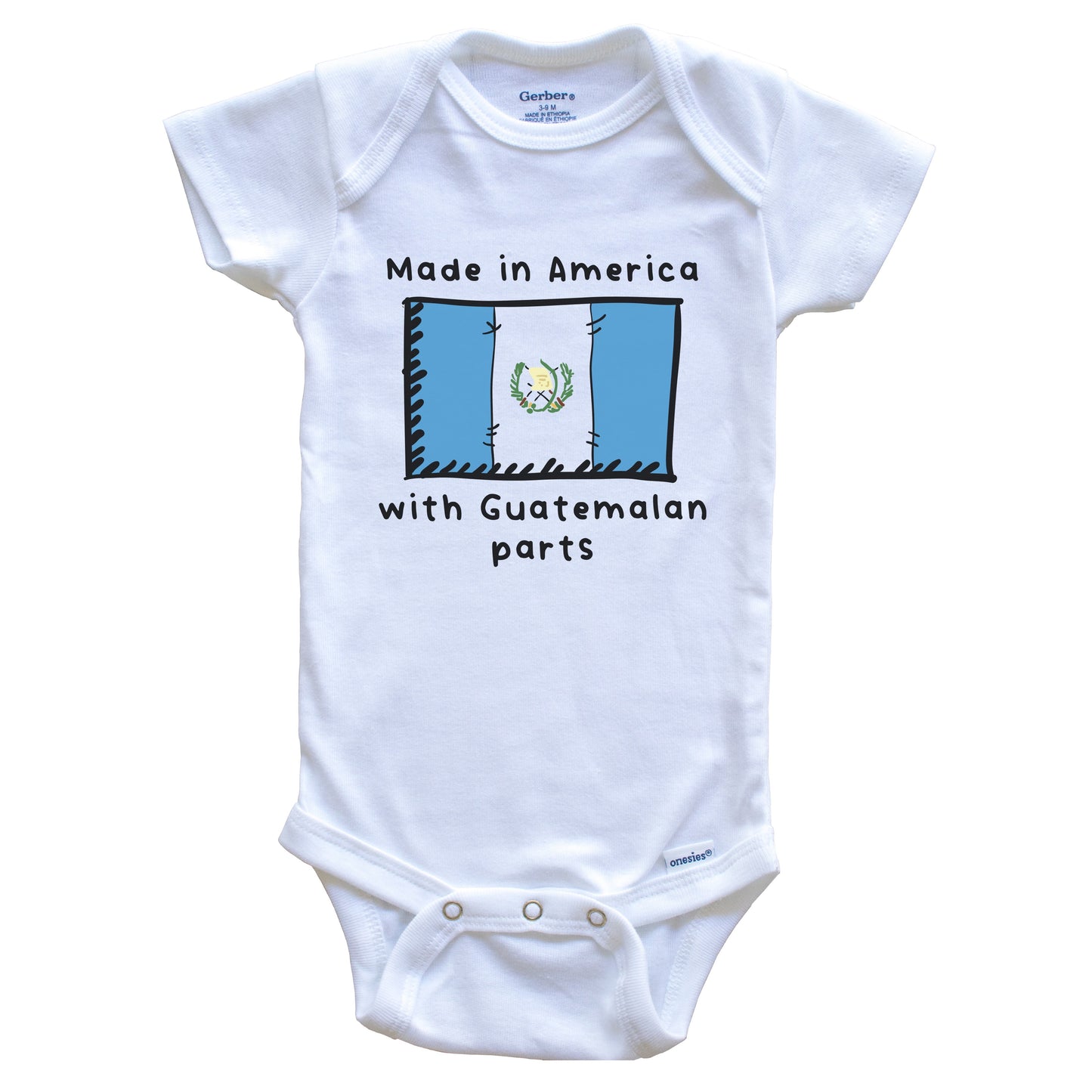 Made In America With Guatemalan Parts Guatemala Flag Baby Onesie