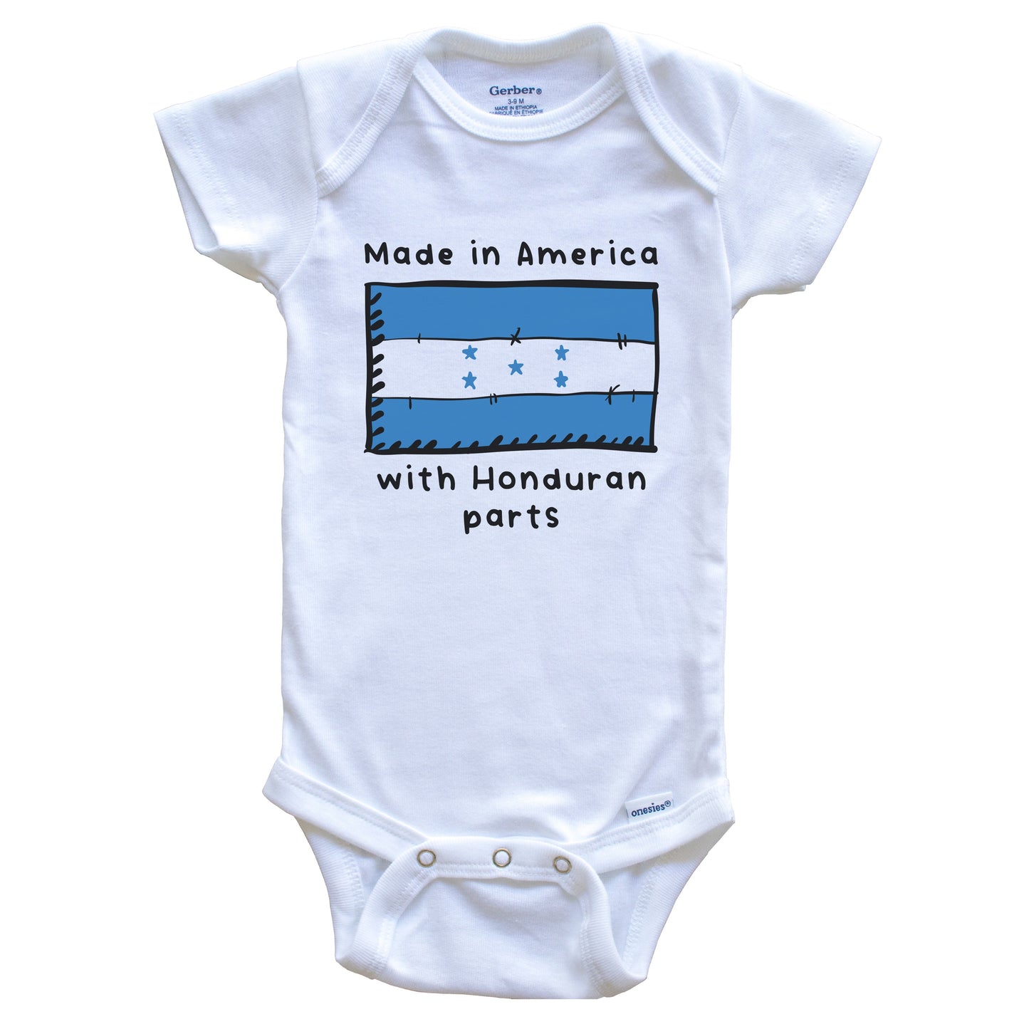 Made In America With Honduran Parts Honduras Flag Baby Onesie