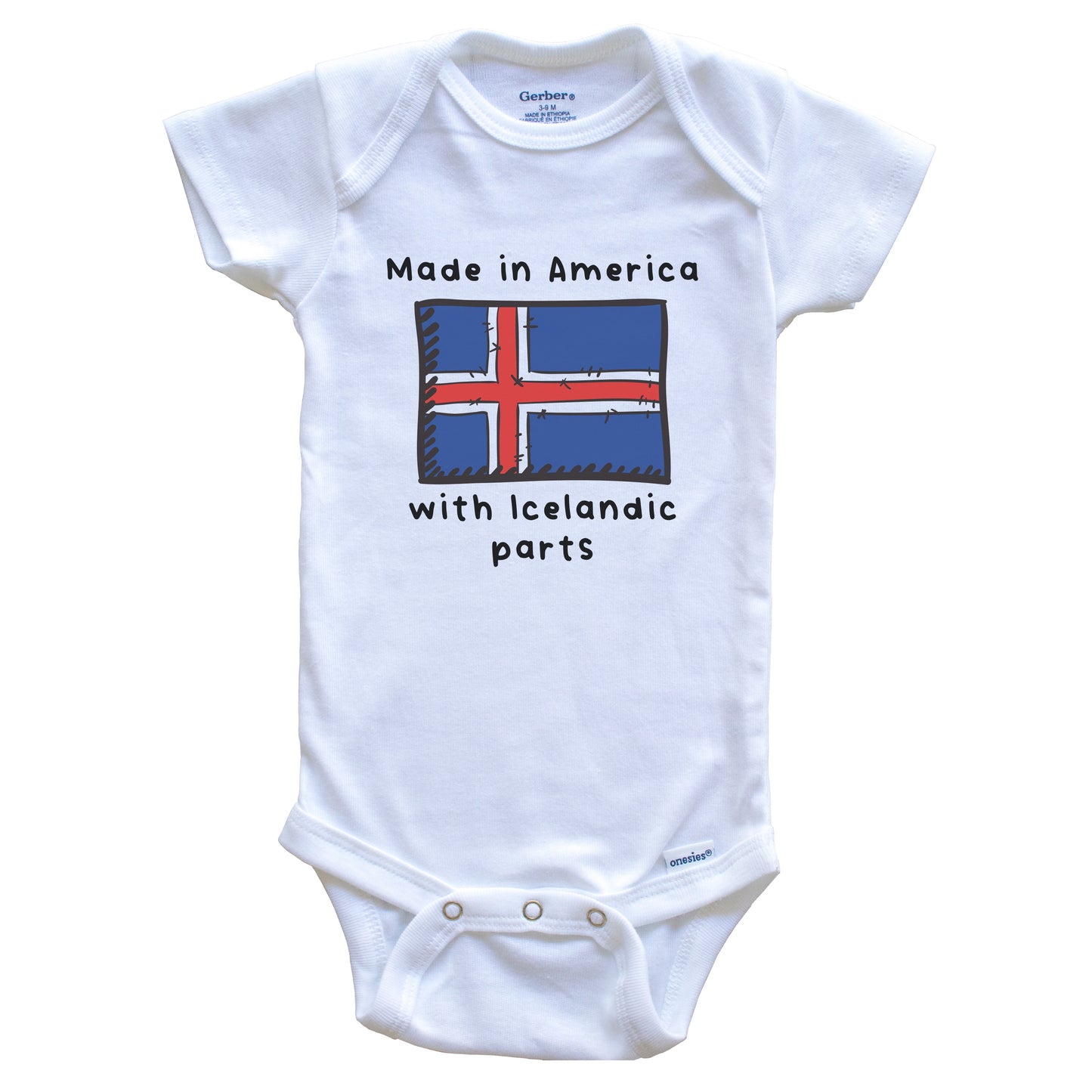 Made In America With Icelandic Parts Iceland Flag Baby Onesie