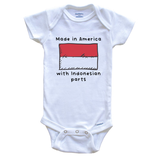 Made In America With Indonesian Parts Indonesia Flag Baby Onesie