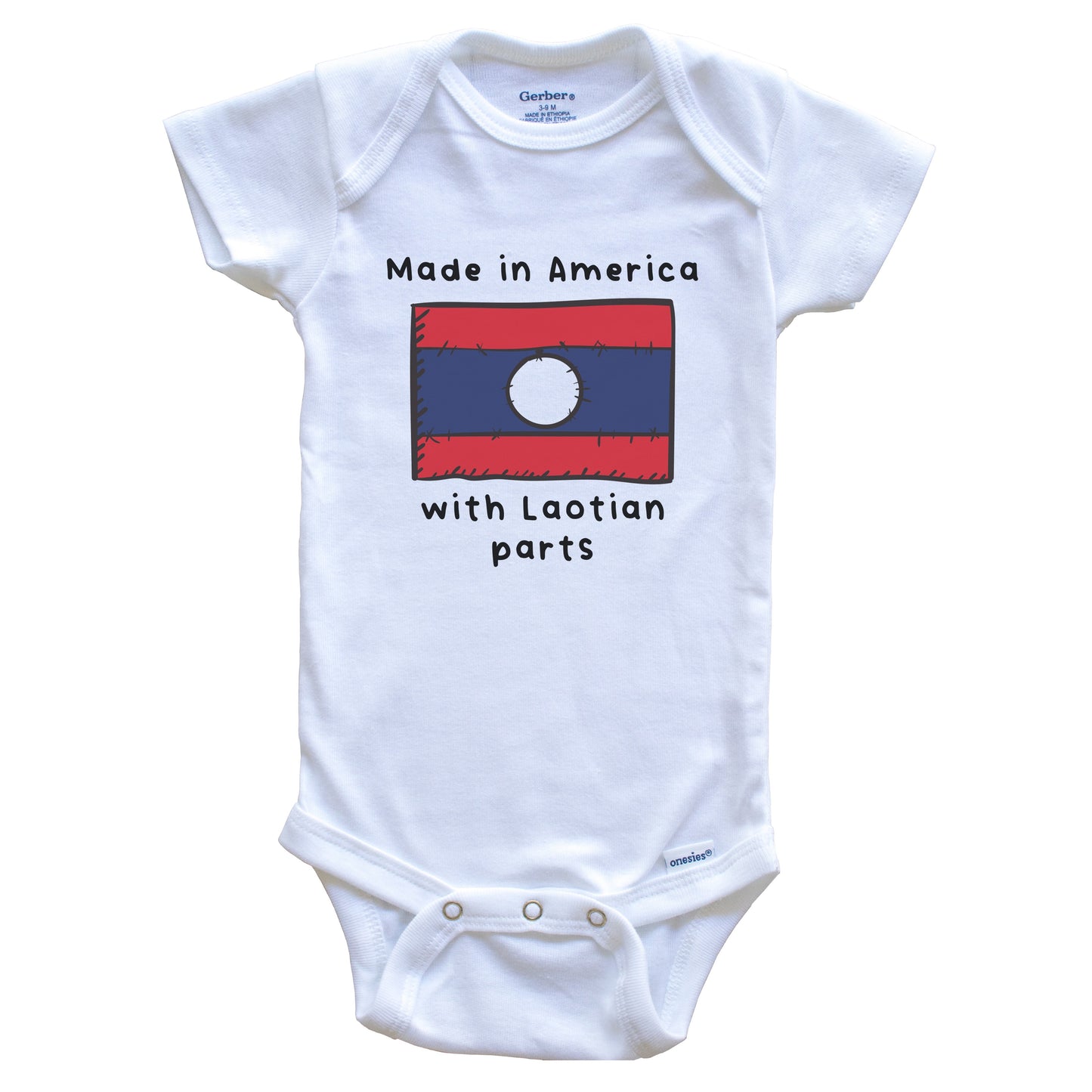 Made In America With Laotian Parts Laos Flag Baby Onesie
