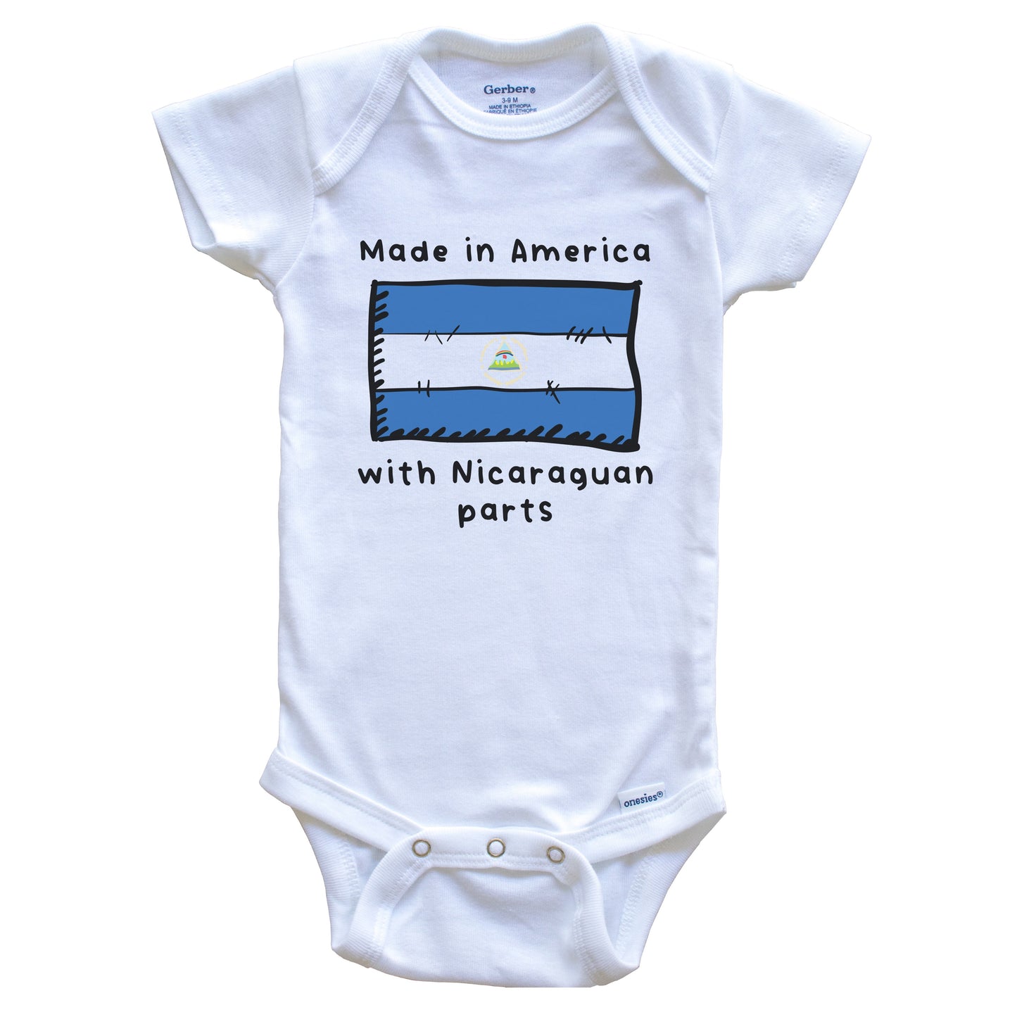 Made In America With Nicaraguan Parts Nicaragua Flag Baby Onesie