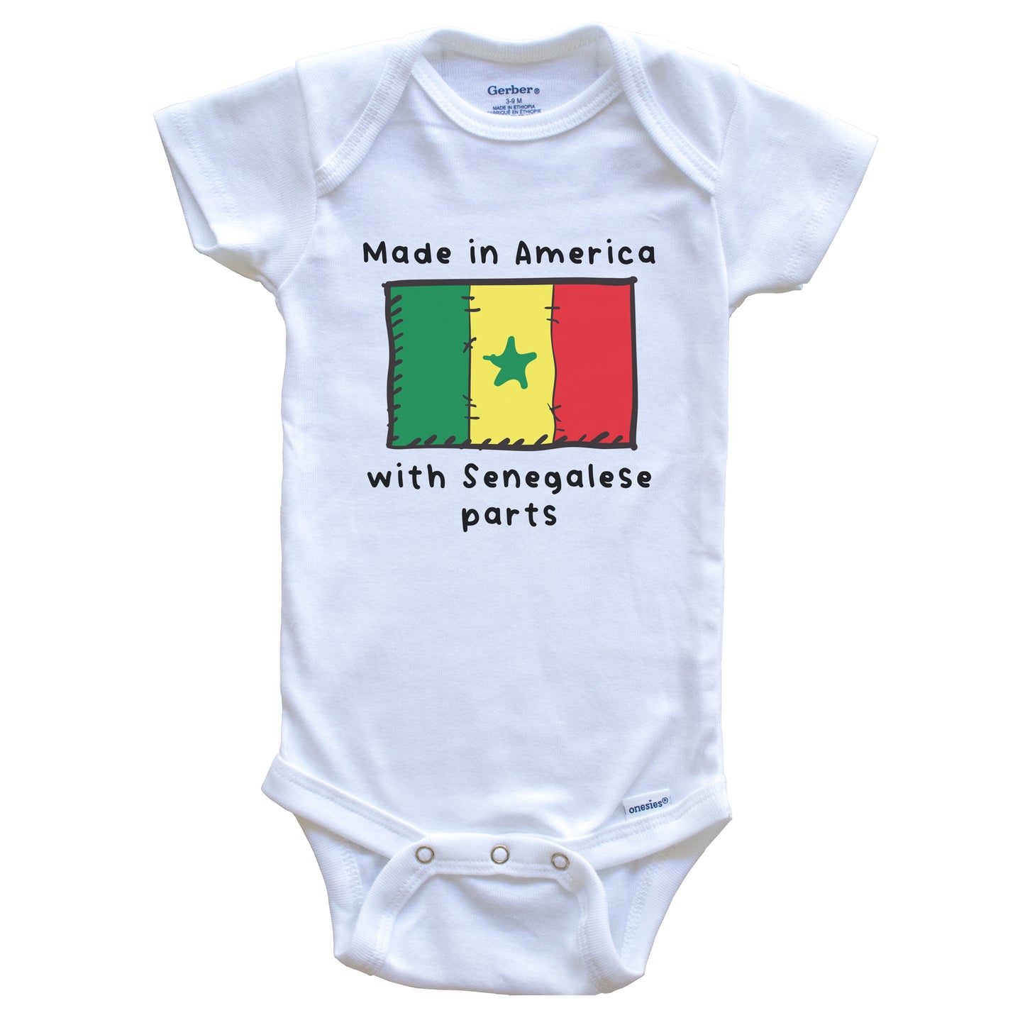 Made In America With Senegalese Parts Senegal Flag Baby Onesie
