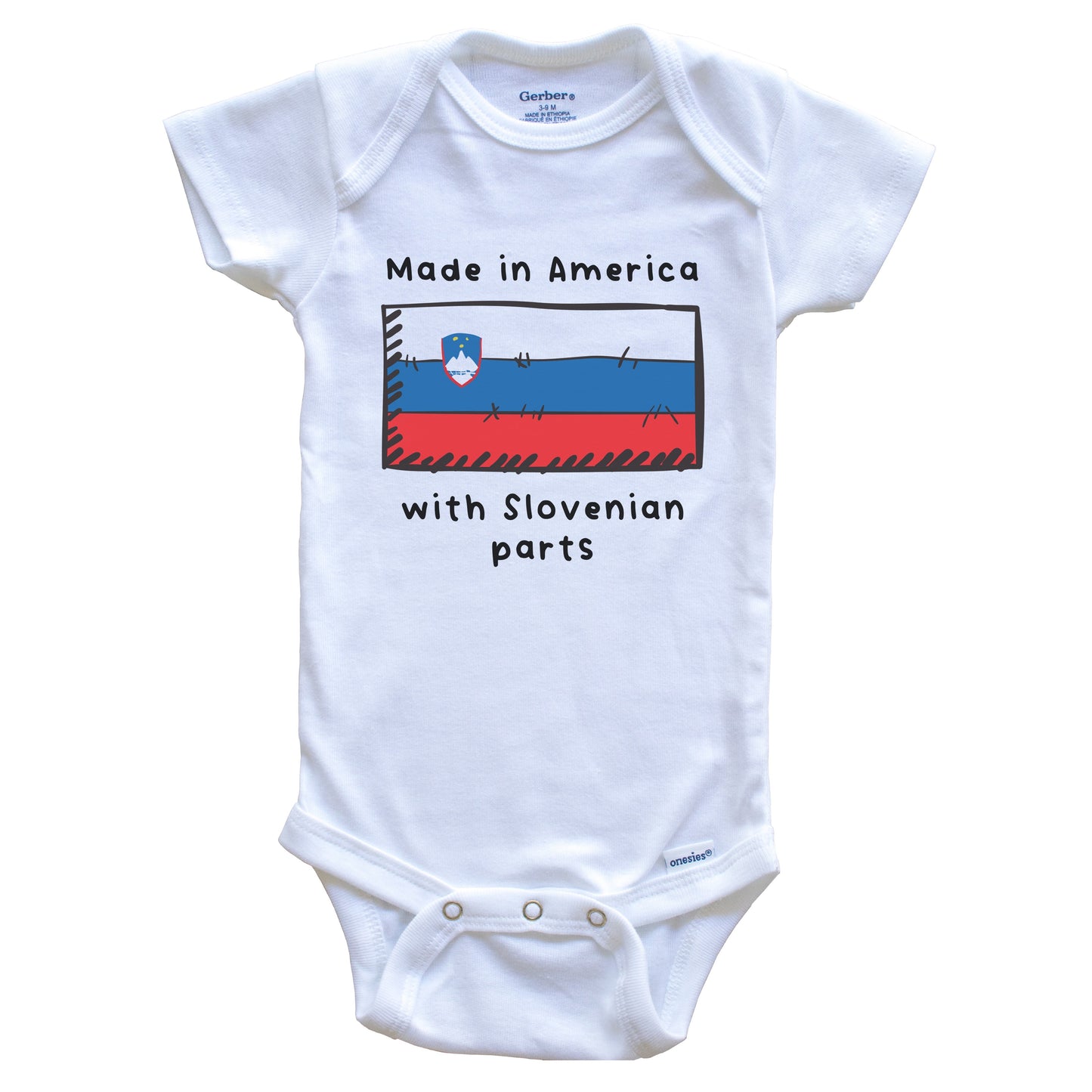 Made In America With Slovenian Parts Slovenia Flag Baby Onesie