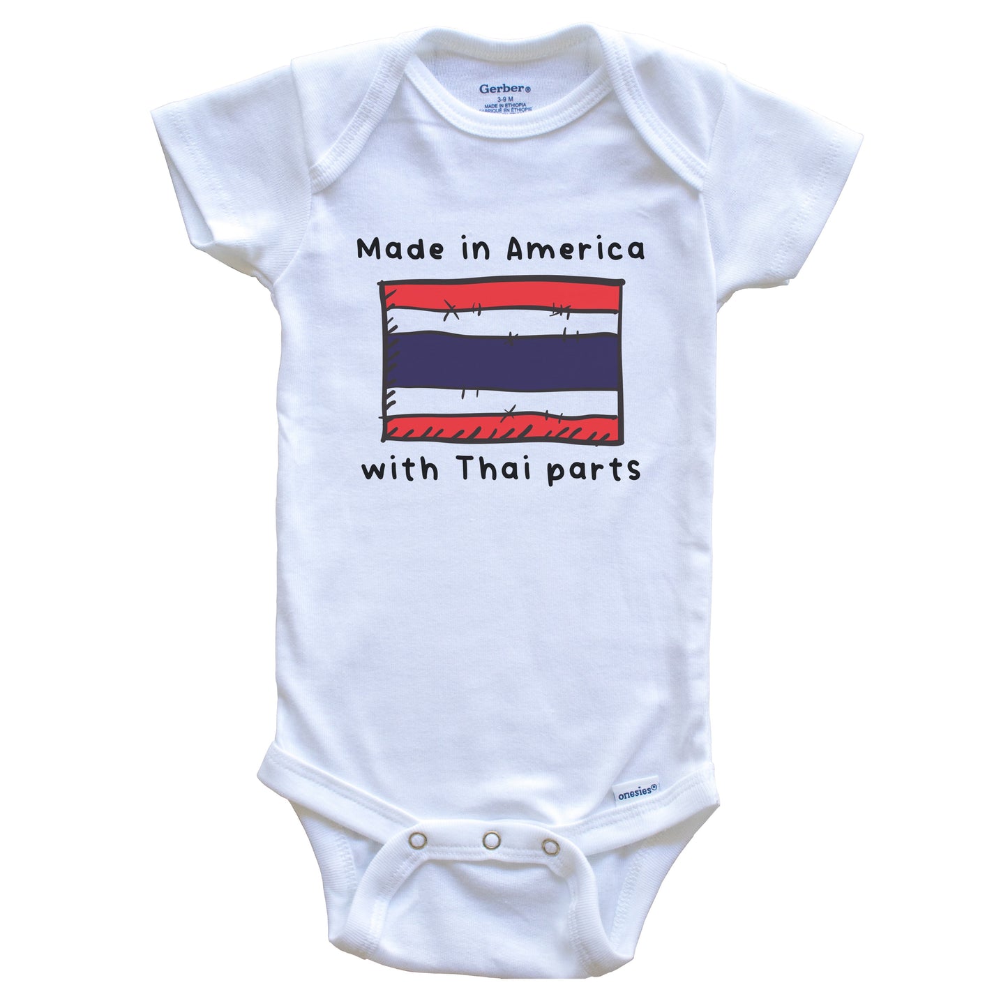 Made In America With Thai Parts Thailand Flag Baby Onesie