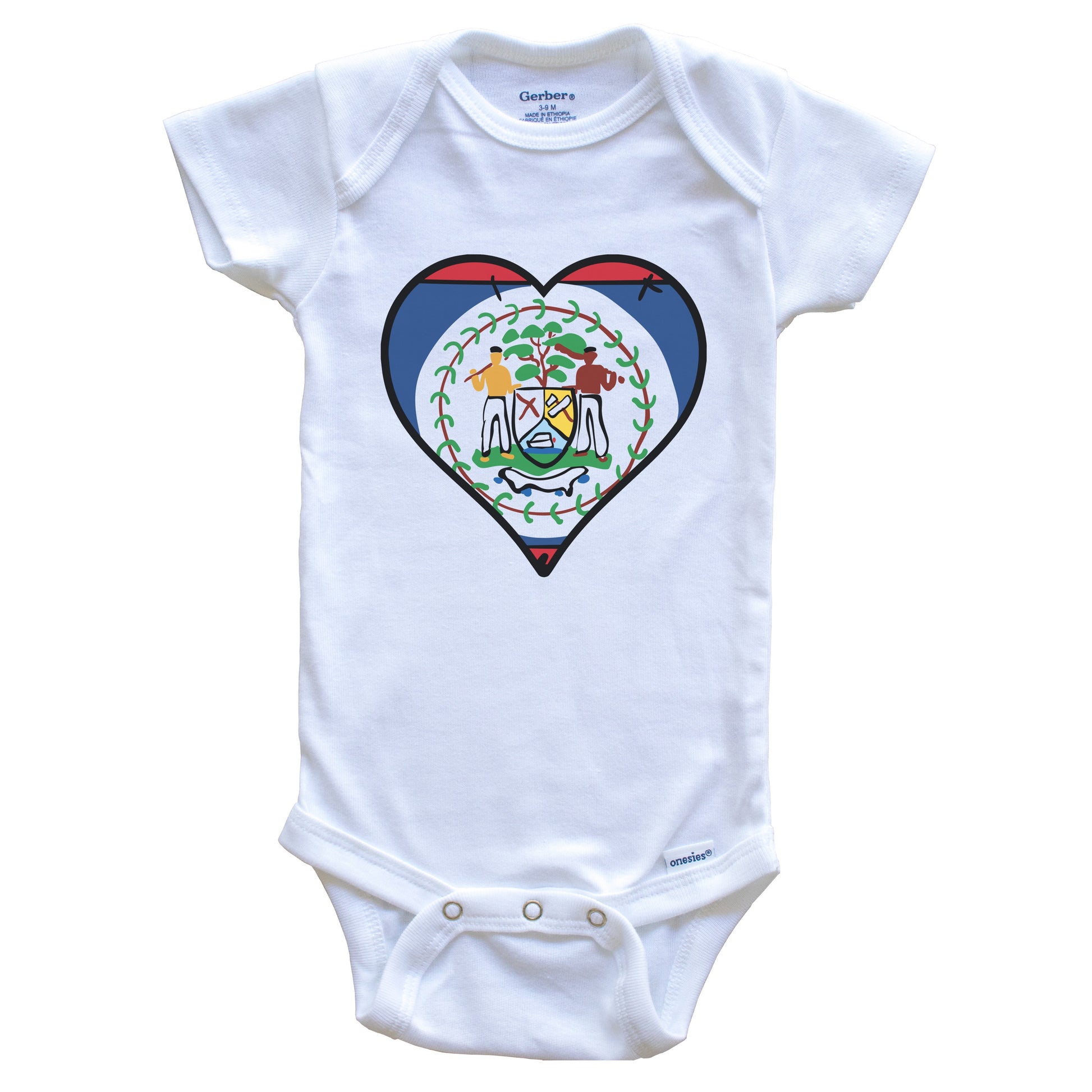 Belize Heart Belizean Flag Baby Onesie