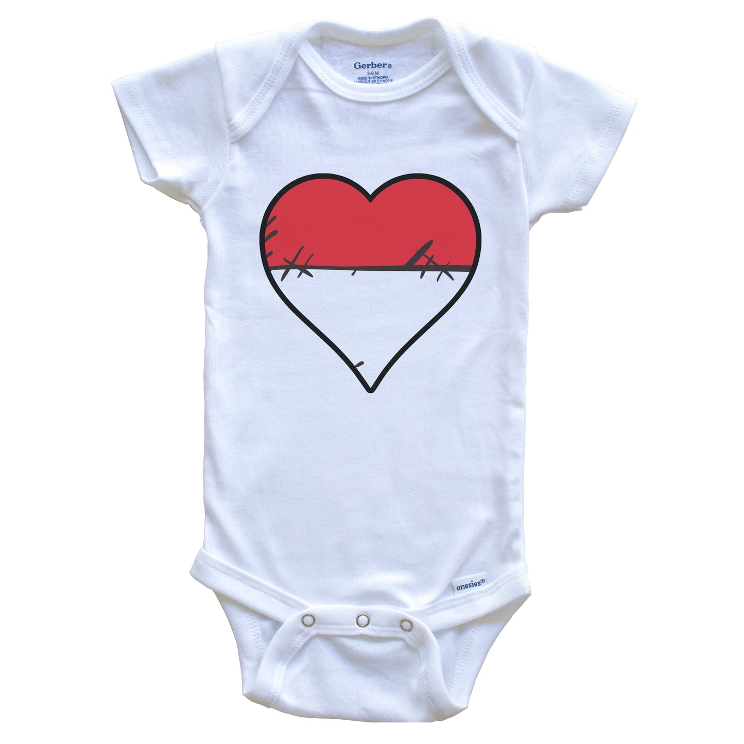 Indonesia Heart Indonesian Flag Baby Onesie