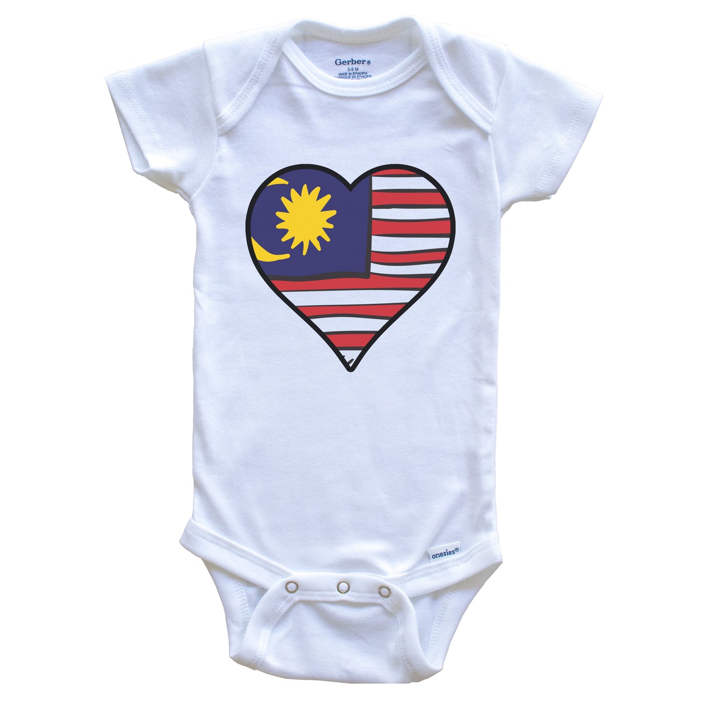 Malaysia Heart Malaysian Flag Baby Onesie